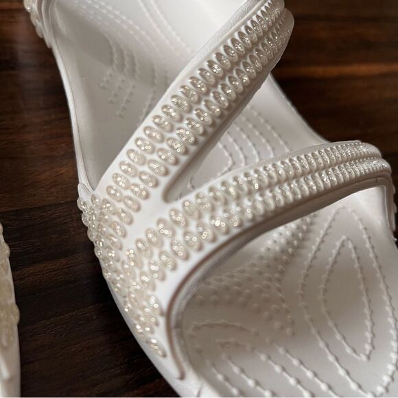 CROCS White Kadee II Jewels Embellishment Slip-On Z-Strap Sandals Size 7 - Picture 4 of 9
